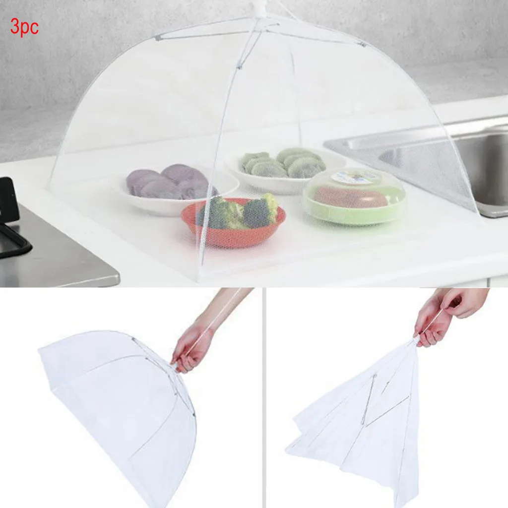 

3Pcs Pop-Up Mesh Screen Protect Food Cover Tent Dome Net Umbrella Picnic Anti Mosquito Table Cover Tent Kitchen Accessories
