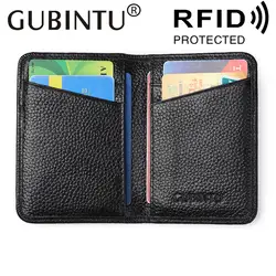 Бренд gubintu Man из воловьей кожи, для мужчин Кредитная карта сумка для денег зажим для долларов кошелек ID карман для мужчин