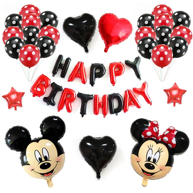 Надувные шары с надписью HAPPY BIRTHDAY воздушный шар Микки Маусом набор Минни для