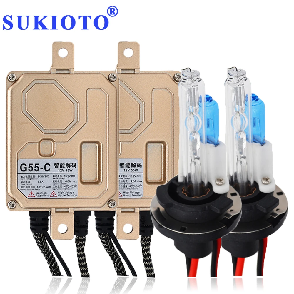 SUKIOTO Super Bright White H15 12V 55W EMC CANBUS HID Headlight Kit 5000K 6000K 4300K 8000K lampada H15L bulbs Day Running Light