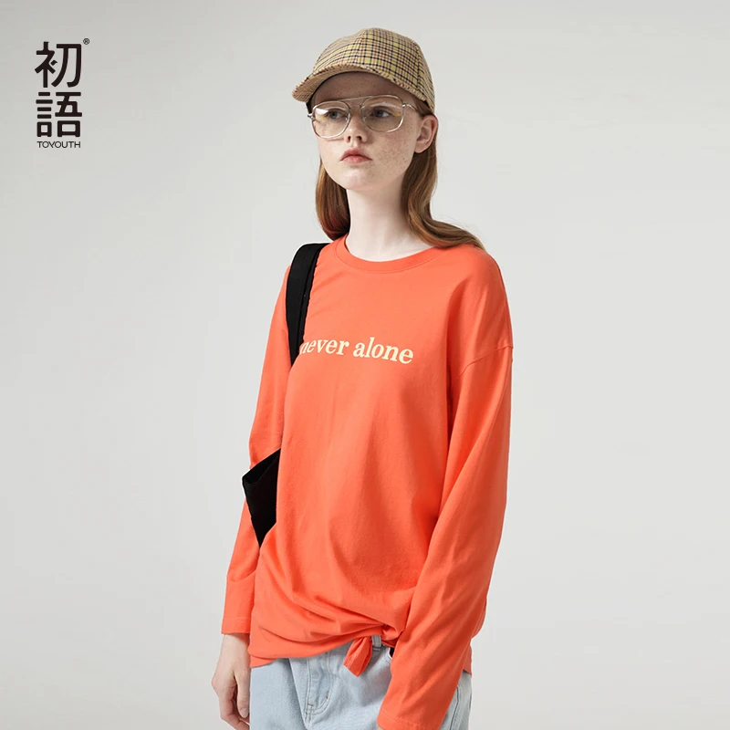 

Toyouth Spring Autumn Women T Shirt Character Letter Print O Neck Casual Cotton Pullover Basic T Shirt Tee Top