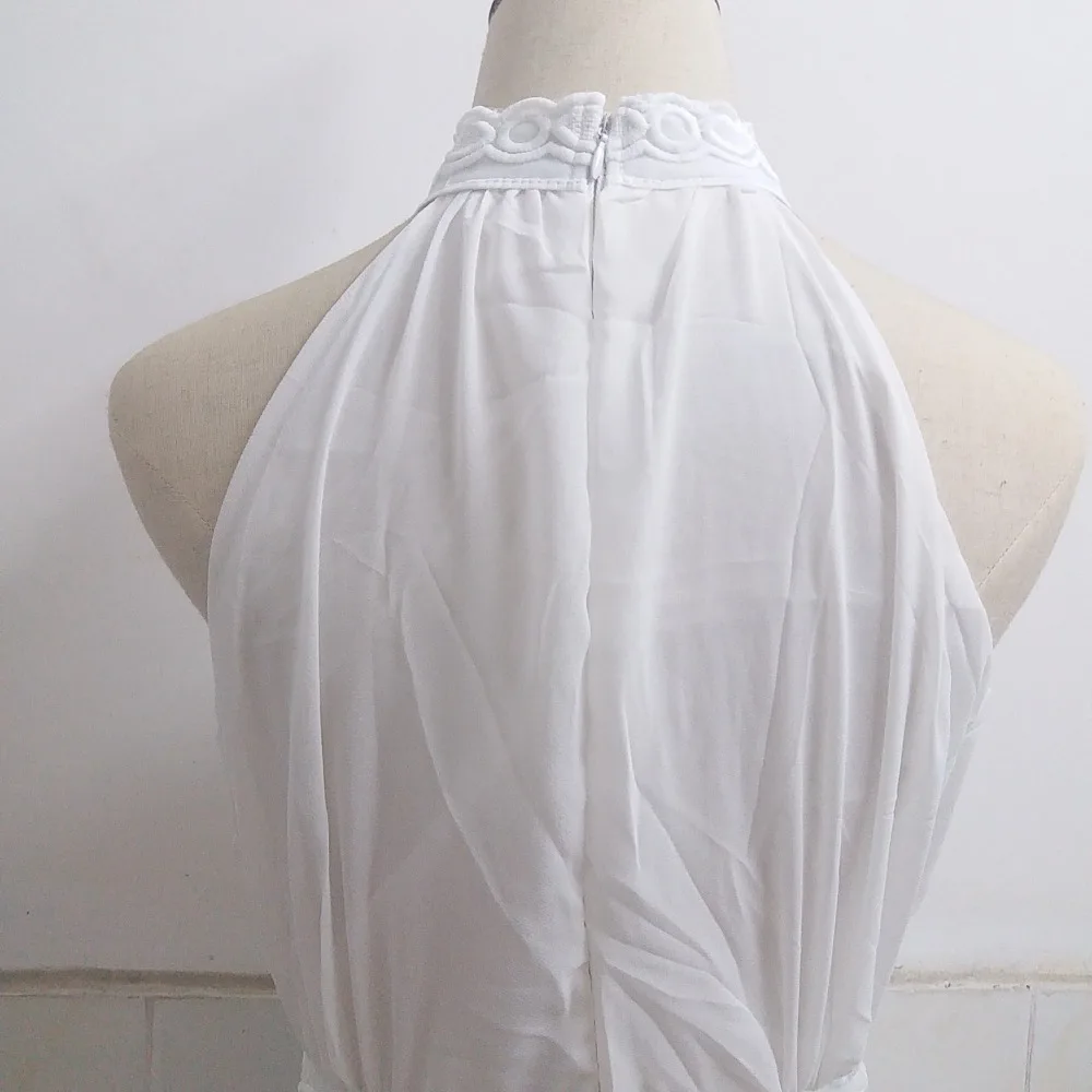 Женское сексуальное Модное Элегантное Белое Кружевное шифоновое платье на бретельках без рукавов Европейское богемное пляжное праздничное Летнее Длинное Платье