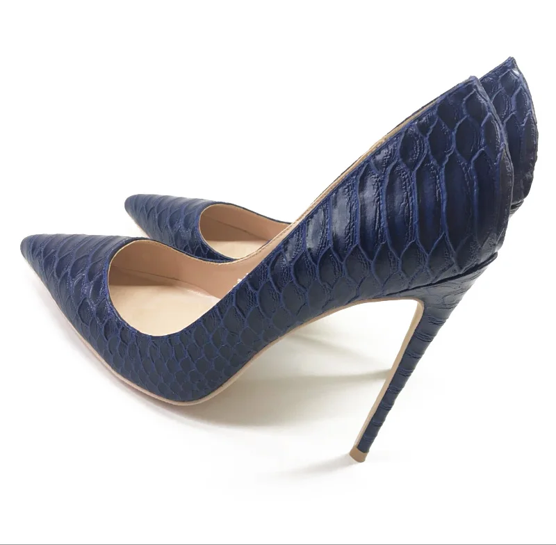 

2019 Fashion free shipping blue python snake Leather Poined Toe Stiletto Heel high heel shoe pump HIGH-HEELED SHOES dress shoe