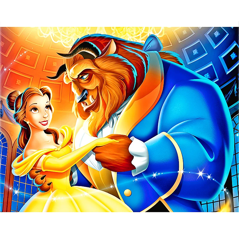 

5D Diy Diamond painting Square drill diamond embroidery cartoon beauty beast cross stitch pattern Rhinestone painting BK-3363
