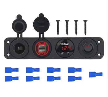 

DIY 4 Hole Panel 4.2A dual usb charger Cigarette lighter Rocker Switch VoltMeter For RV Car Boat Trailer Vehicles Truck Yacht