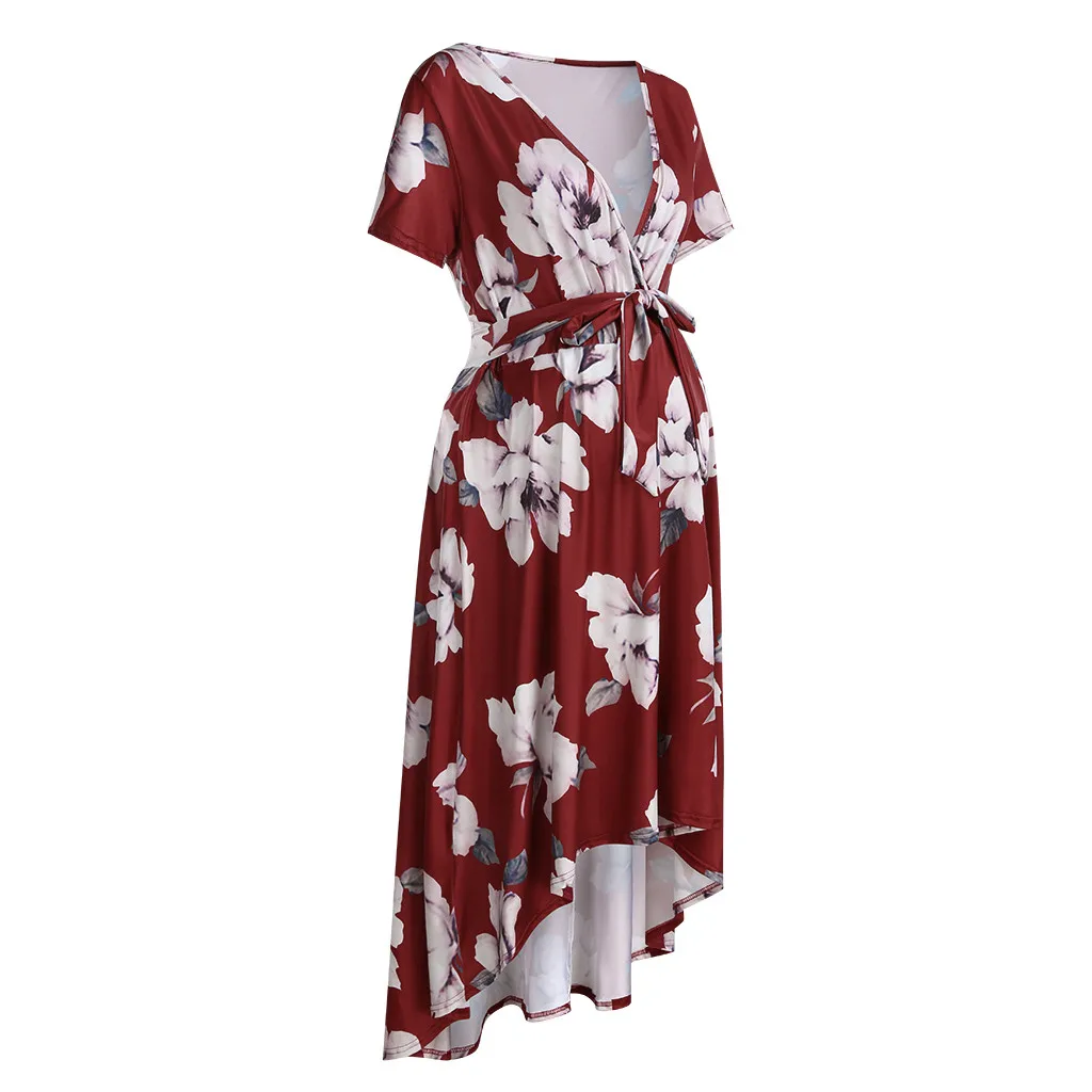 Для женщин беременности и родам платья летние шорты рукавом повязка цветочный Повседневное элегантное платье для беременных, для кормящих одежда торговой марки Vetement Femme 19May16