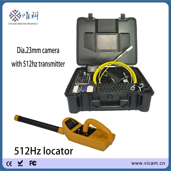 

Vicam pipe camera 40m cable Wall and Underwater Detection CCTV Inspection Camera with 23mm 512hz transmitter camera and locator