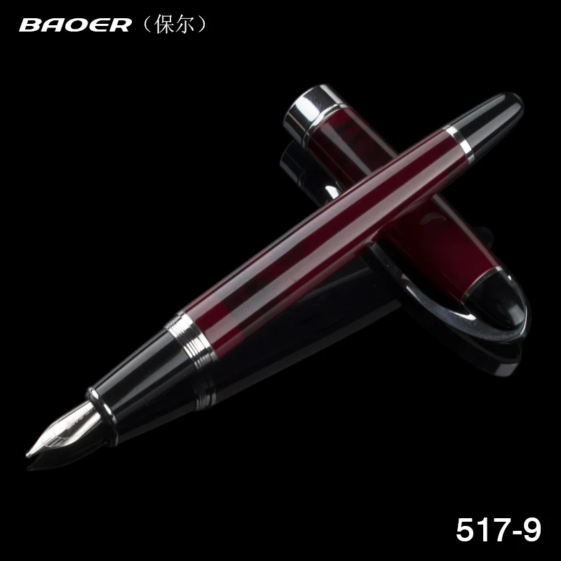 Baoer 517 красное вино полированный старшие подарки средняя чернильная ручка перо Лучшая Цена Школьная офисная металлическая авторучка|best fountain pen|fountain penfountain pens price | АлиЭкспресс