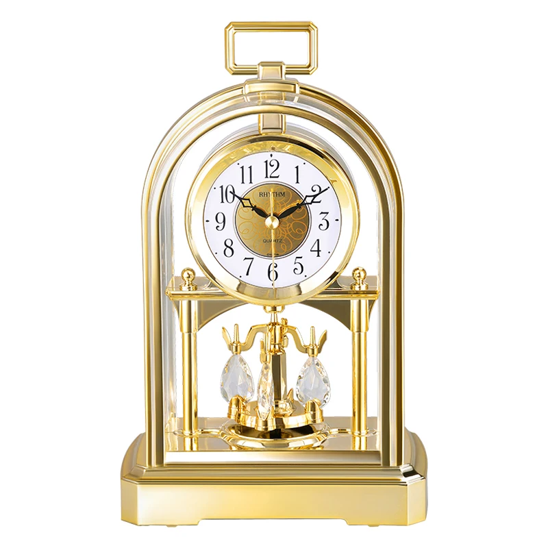 Brand Silent Jumping Movement Table Clock Crystal Rotating Pendulum