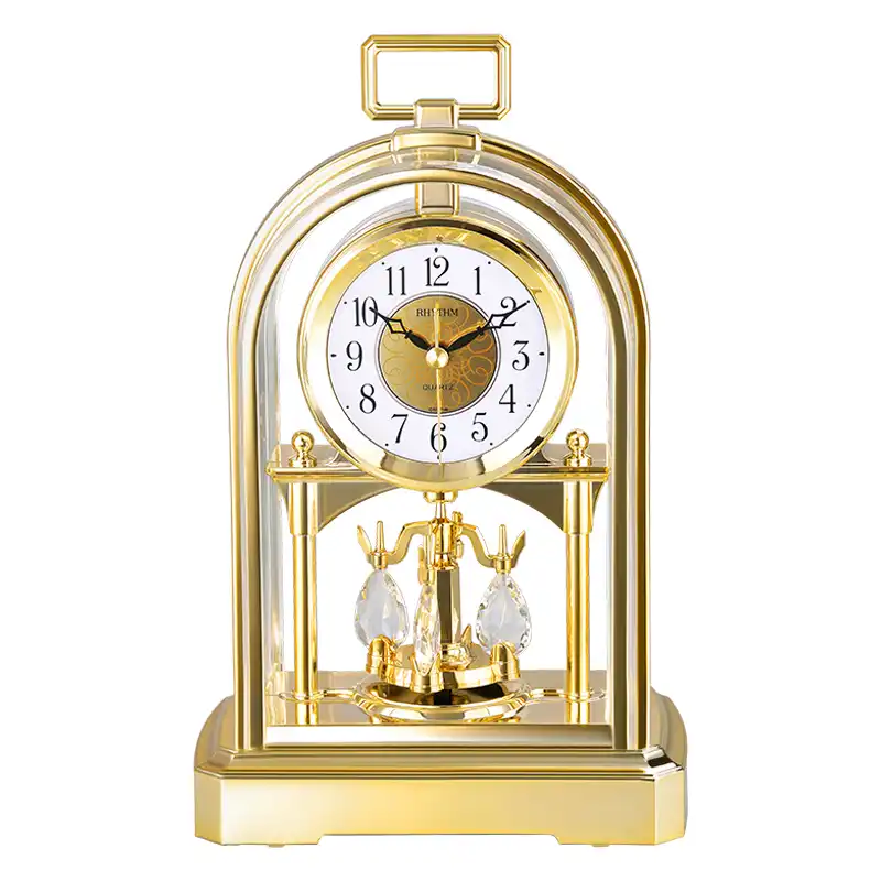 Ryhthm Brand Silent Jumping Movement Table Clock Crystal Rotating