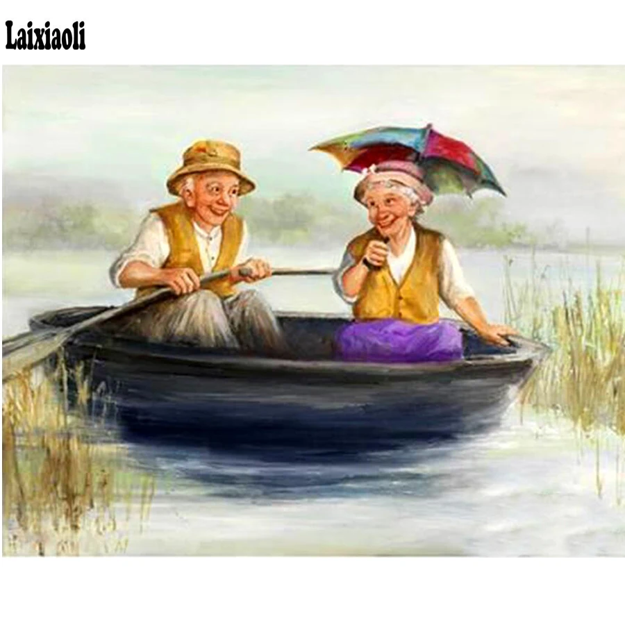 

Full Square/Round Drill 5D DIY Diamond Painting "Old couple" boat diamond Embroidery Cross Stitch 5D mosaic Home Decor painting