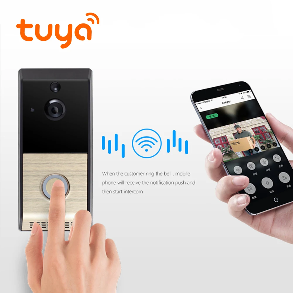 Tuya поддерживается цифровой видео звонок умный дом наблюдения Беспроводная дверь камера Wifi внутренняя безопасность системы