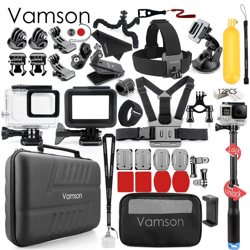 Vamson для экшн камеры Gopro Аксессуар go pro hero 7 6 5 черный аксессуары комплект