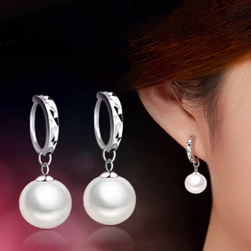 2017 Fashion High Quality Women AAA Pearl Stud Earrings Mirror Design