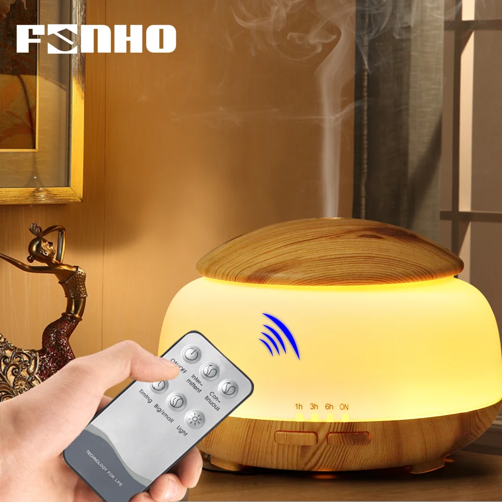 

FUNHO 300ml Remote Control Aroma Diffuser Aromatherapy Wood Grain Essential Oil Diffuser Ultrasonic Cool Mist Humidifier