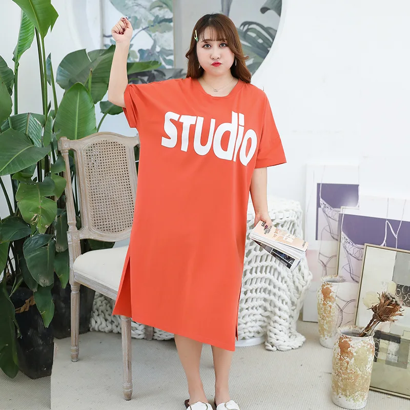 

Women Cotton Nightgown Sexy Nightwear Plus Size 3XL 4XL Sleepwear Sleepshirt Summer Casual Home Dress Printed Nightdress Robe