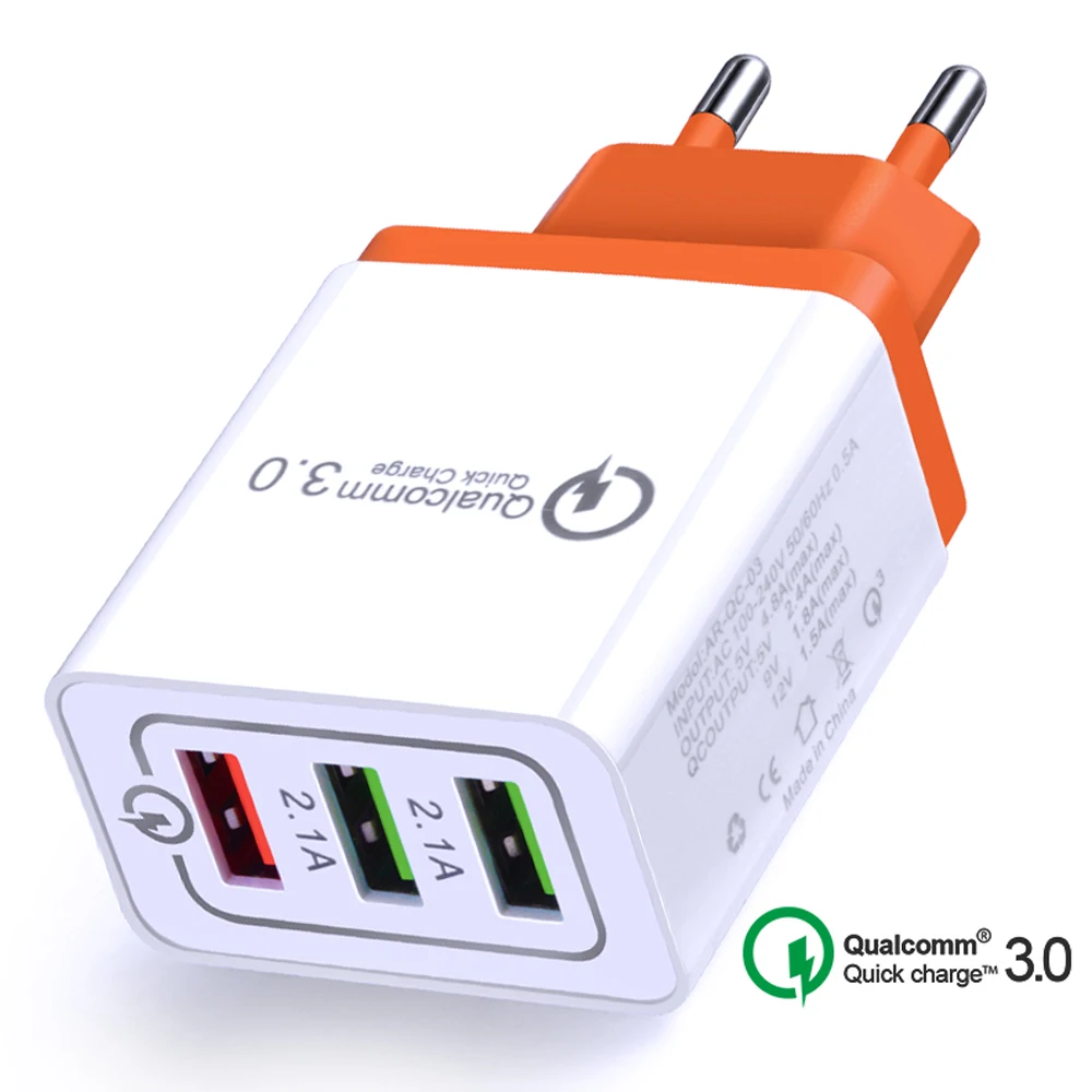 3 Порты и разъёмы USB телефон Зарядное устройство Quick Charge 3,0 EU Подключите быстрой зарядки QC3.0 USB адаптер мобильный телефон стены Зарядное устройство для iPhone Xiaomi