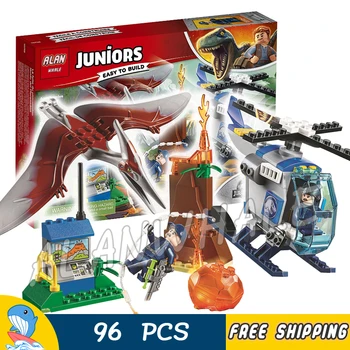 

96pcs Jurassic World Juniors Pteranodon Escape Lava Volcano Figure Building Blocks Dinosaur Kids Toys Compatible With