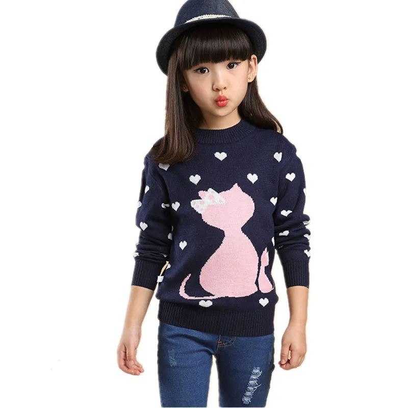 Пуловер свитер с круглым вырезом для девочек трикотажная одежда с длинными рукавами для малышей; сезон осень-зима милые детские свитера для девочек - Цвет: Style Six