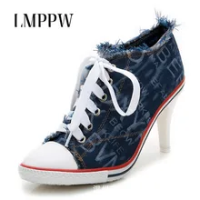 Lace Up Women Pumps Canvas Women's Shoes Fashion Brand Design Ladies High Heels Female Denim High-heeled Shoes Women Sneakers 2A Lace Up Women Pumps Canvas Women's Shoes Fashion Brand Design Ladies High Heels Female Denim High-heeled Shoes Women Sneakers 2A