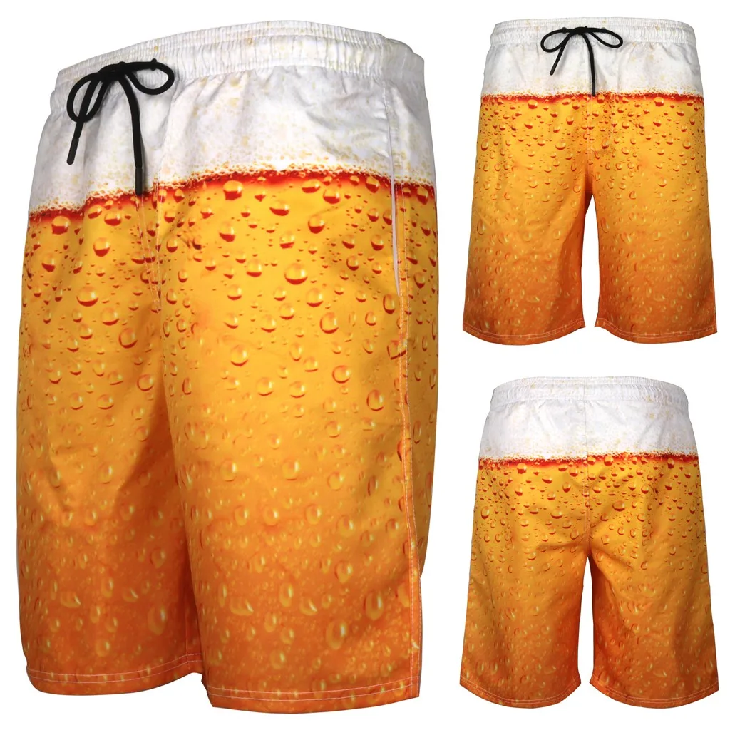 

Beach Shorts Men Cotton Summer 3D Printing Beer Drawstring Loose Swimming Trunks Sports Shorts Plus Size Male Quick Dry Shorts