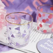 Французские креативные милые девушки сердце фиолетовый красная волна Шаблон Печать инкрустированные Пномпень стеклянная чашка безртутное стекло N223