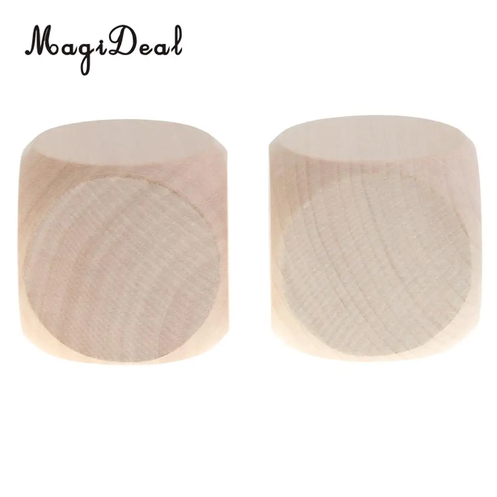 Set of 10Pcs 4cm/1.57'' Wooden Blank Dices D6 Dice for D&D for RPG for MTG Party Board Games Children Kids DIY Toys