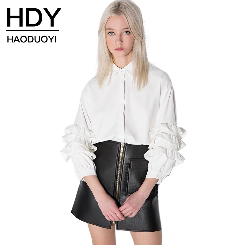 Najtaniej HDY Haoduoyi Letnie Nowych Kobiet Luźna Z Długim Rękawem W Stylu Vintage Strona Wzburzyć G oacute;ry Dorywczo panie Bluzka Koszula