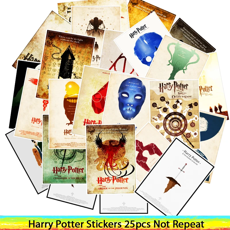 

25pcs Movie Stickers Harry Potter For Luggage Laptop Art Painting DIY Poster Stickers waterproof skateboard toy