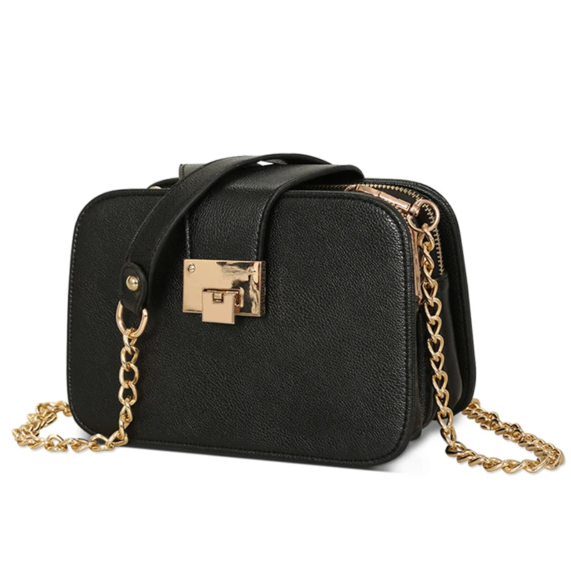 2018 New Chains Flap Women Crossbody Bag Zipper&Hasp Shoulder Bag PU Leather Messenger Bag Small