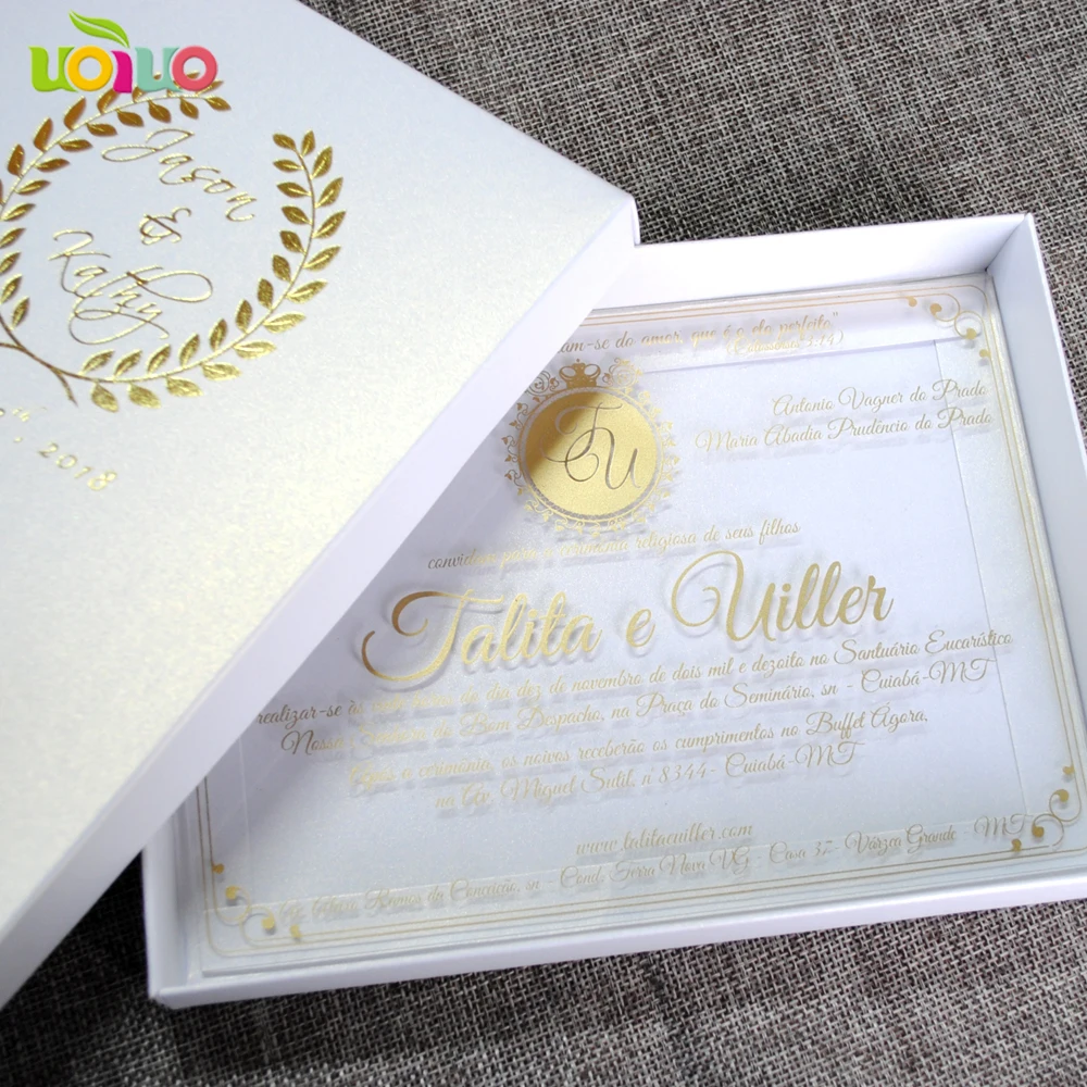 Carte D Invitation De Mariage Royale De Haute Qualite Carte Acrylique Transparente Et Luxueuse Avec Boite Aliexpress