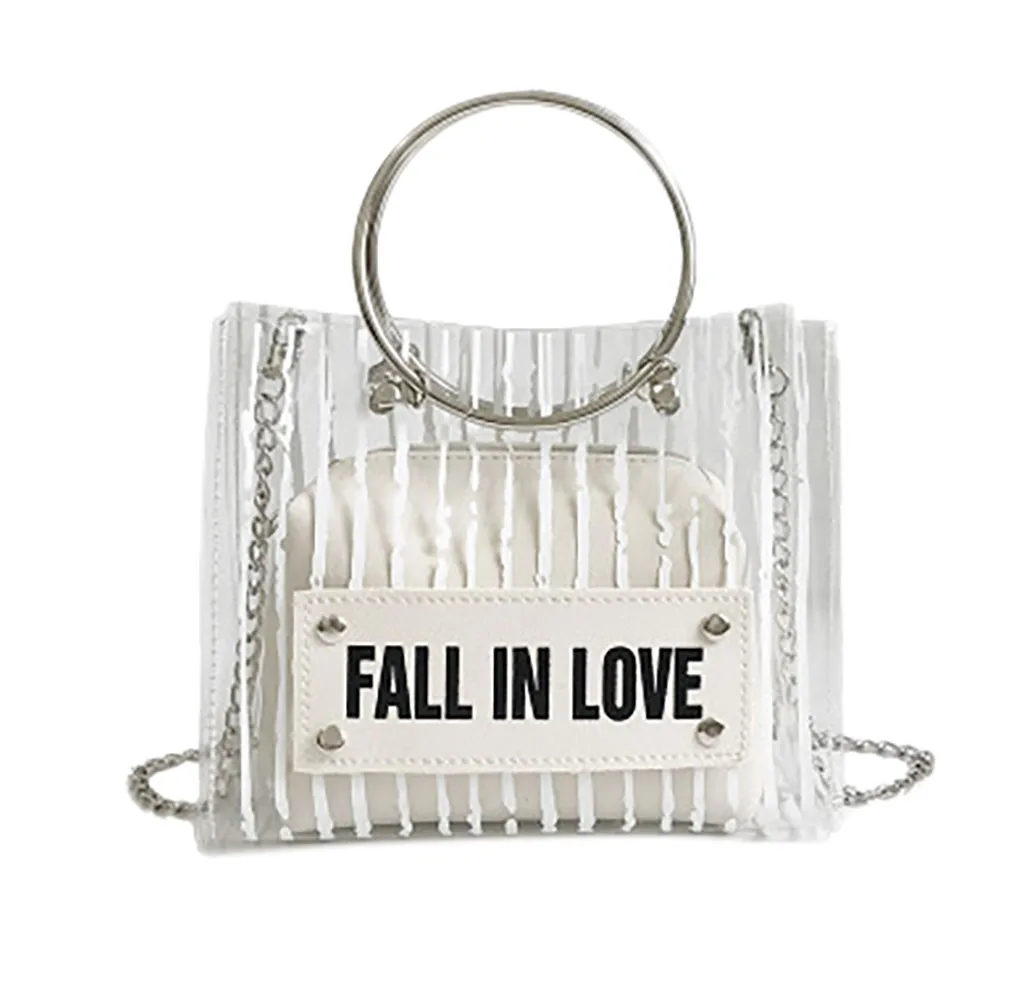 

Clear Transparent PVC Shoulder Bag Women Candy Color Women Jelly Bags Purse hard Tote Messenger Bag letter Female Crossbody sac