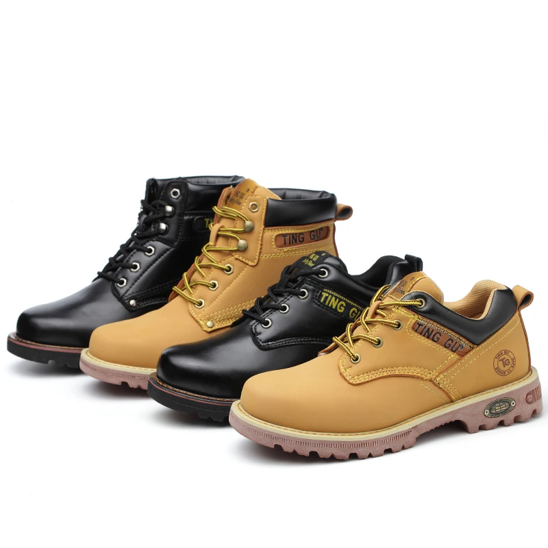 

AMSHCA Male Steel Head Work Safety Shoes Puncture Proof Plate Ankle Boot Doc Men Anti Smash Martins Boots Waterproof Size 37-45