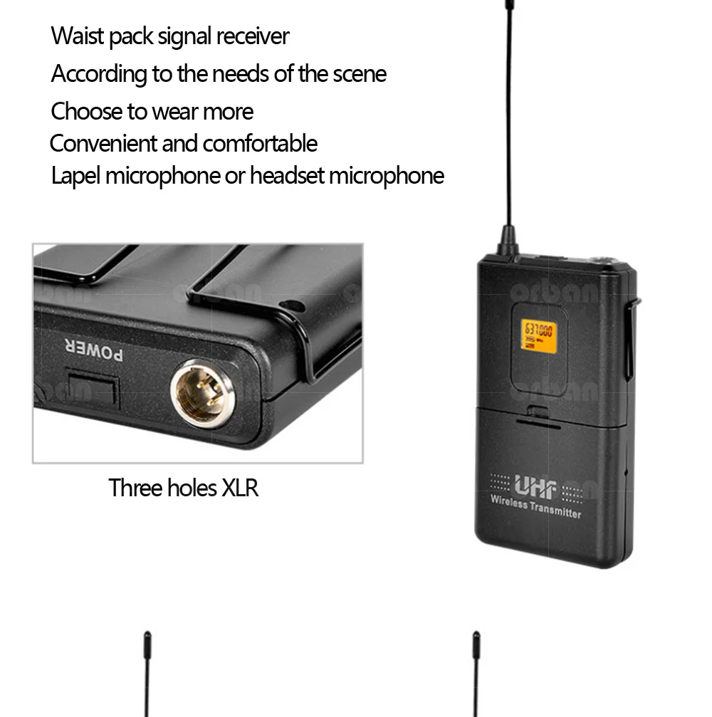 Беспроводная микрофонная система с регулируемой частотой UHF двухголовый двойной ручной микрофон Беспроводная сценическая производительность