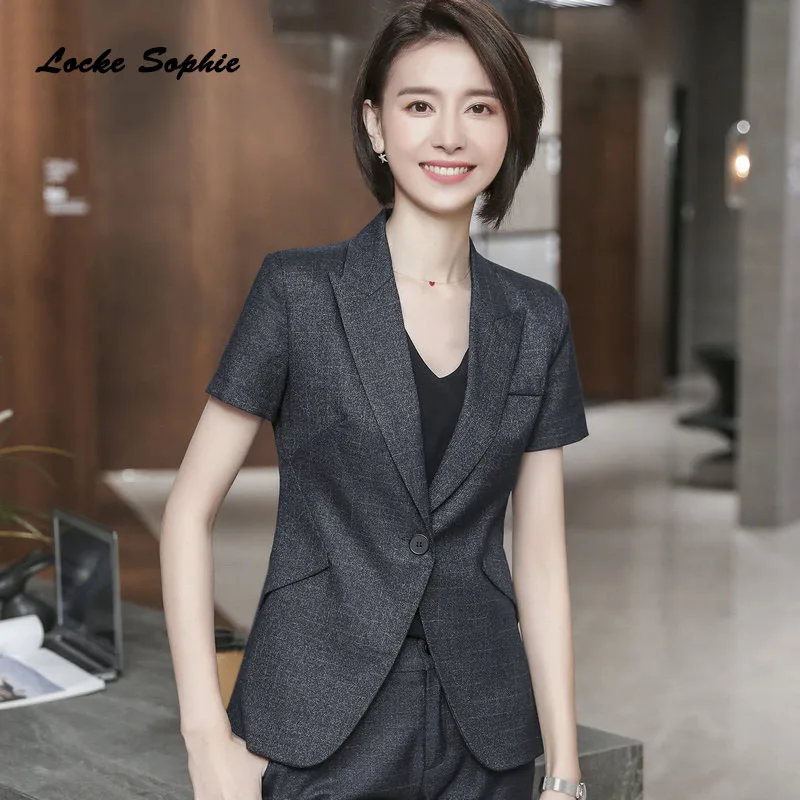 

1pcs Women's Plus size Blazers coats 2019 Summer cotton blend Small Suits jackets ladies Skinny Office Blazers Suits coats