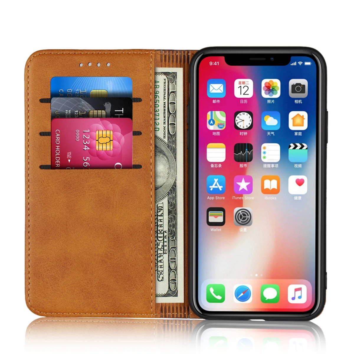 Чехол Кошелек Deekite для iPhone XS с цветной откидной крышкой и отделением карт