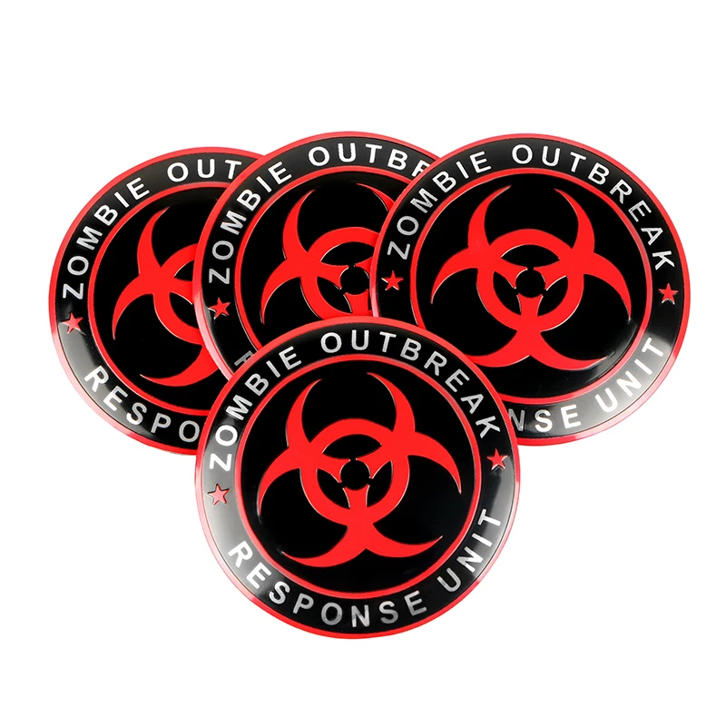 

4PCS 56mm Zombie Outbreak Response Team Biohazard Car Wheel Center Stickers Decals Emblem Badge Decorative Stickers Car Styling