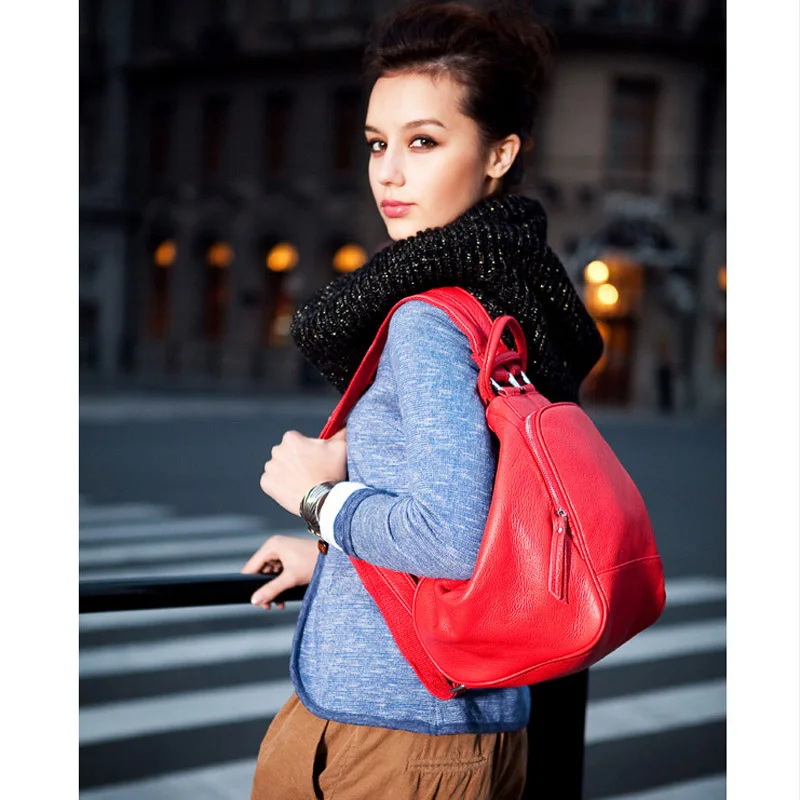  AODUX 100% Genuine Cow Leather Women's Backpack Female Top Layer Cowhide Ladies Bags First Layer Co - 32828302937