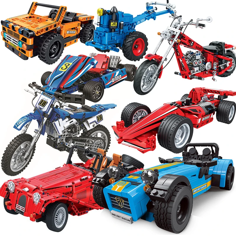 

Compatible Technic Racing Car Motorcycle Truck tractor vintage Vehicle Building Blocks Educational DIY Toys Gifts Friends