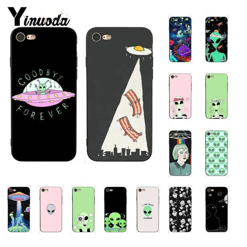 

Yinuoda Alien Believe UFO AND Cute Emoji Soft Phone Cover for iPhone X XS MAX 6 6S 7 7plus 8 8Plus 5 5S XR 11 11pro 11promax