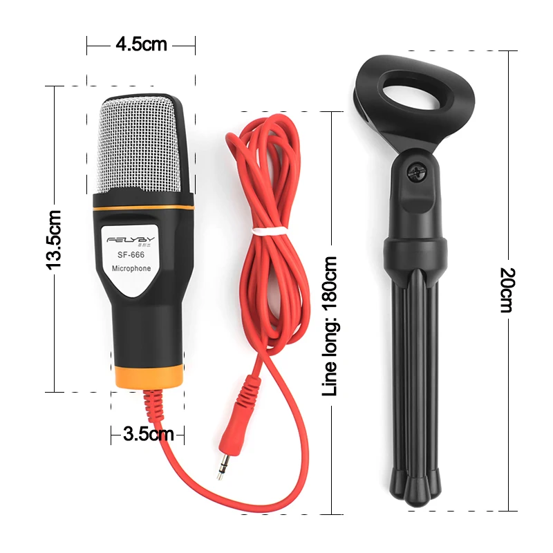 FELYBY профессиональный проводной конденсаторный Студийный микрофон Запись для компьютера и телефона с многофункциональной звуковой картой