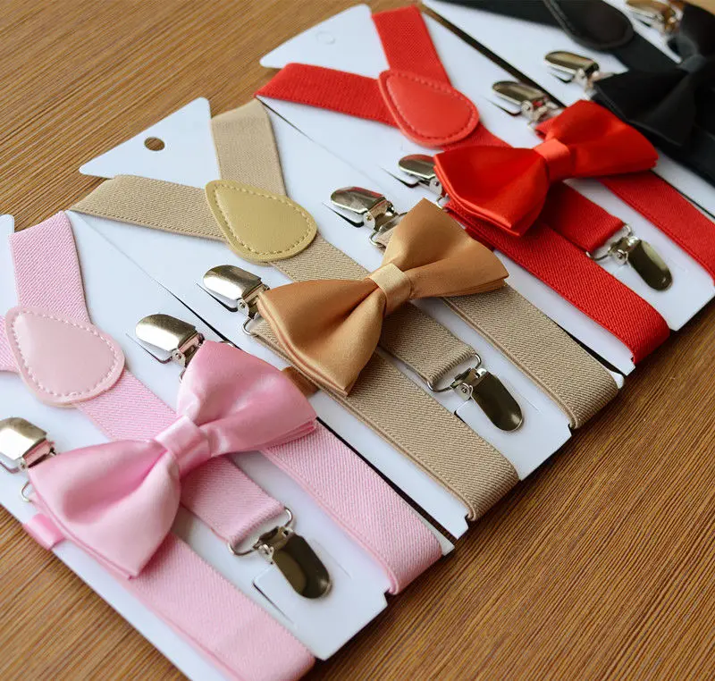 

New Baby Boys Kids Suspender and Bow Tie Matching Set Tuxedo Wedding Suit Party