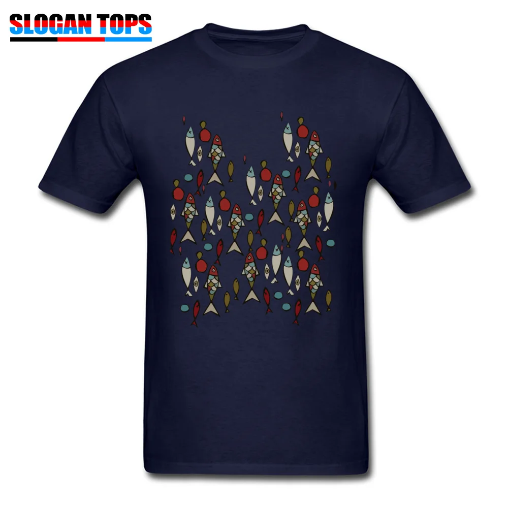 Fishy Customized Short Sleeve Tops Shirts Summer Fall O Neck Pure Cotton Mens T Shirts Customized Tee Shirt Funky Fishy navy