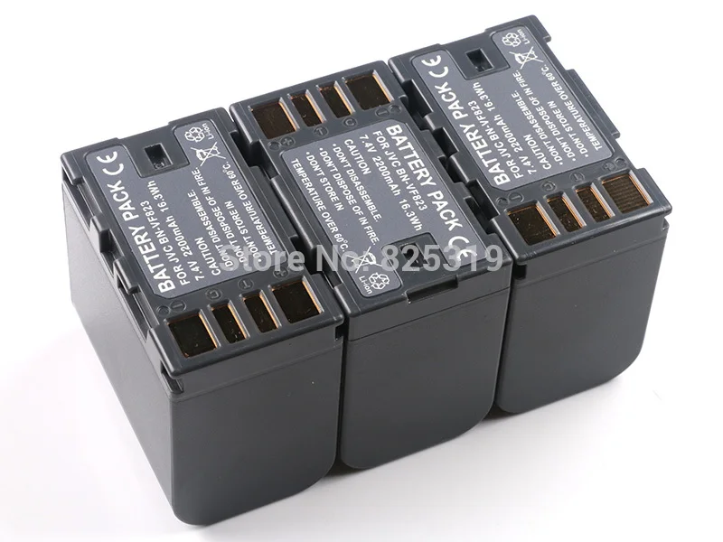 3PC 2200mAh BN VF823/BN VF823U Decoded Data Battery for JVC Everio GC
