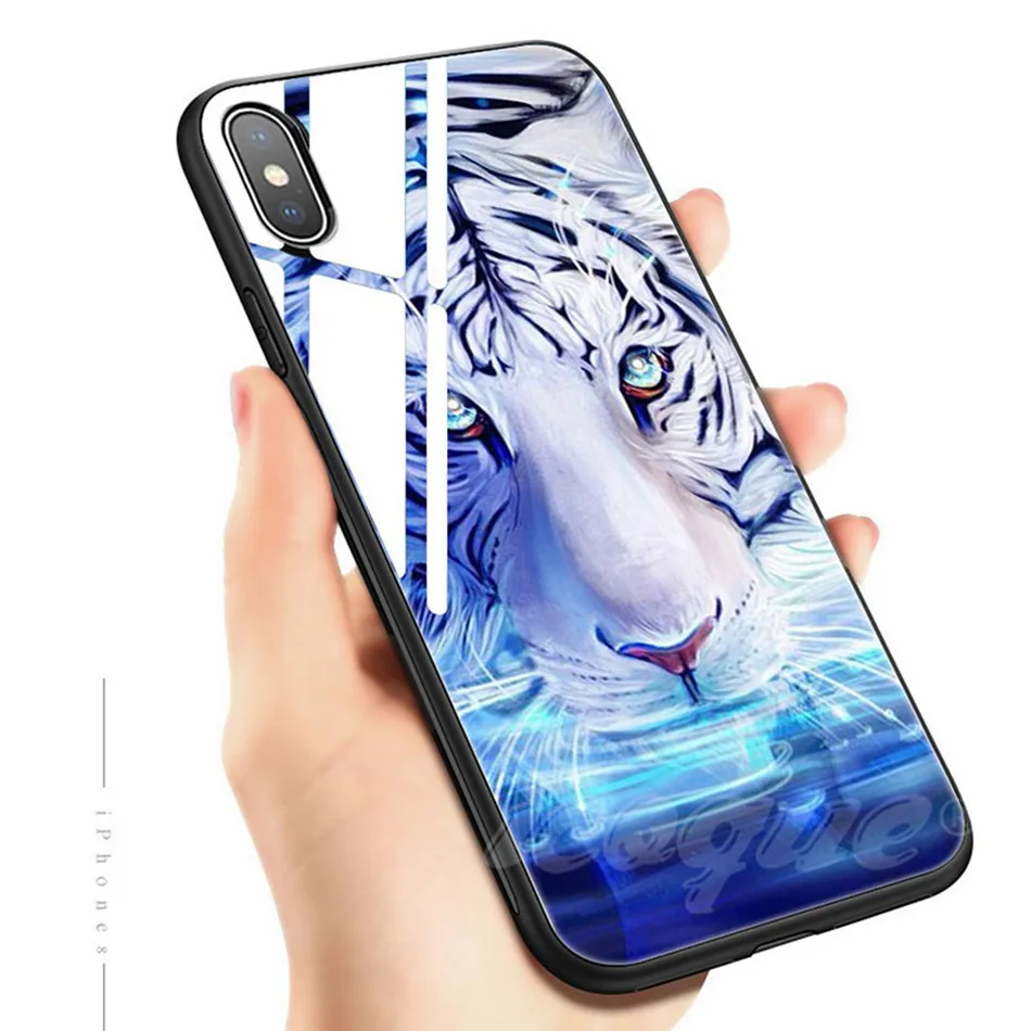Animal Case for iPhone X 8 Plus Luxury iphonex Coque Glass Phone Cases for iPhone 8 Plus X 7 6s 6 Plus Case Silicone Cute Cover (34)