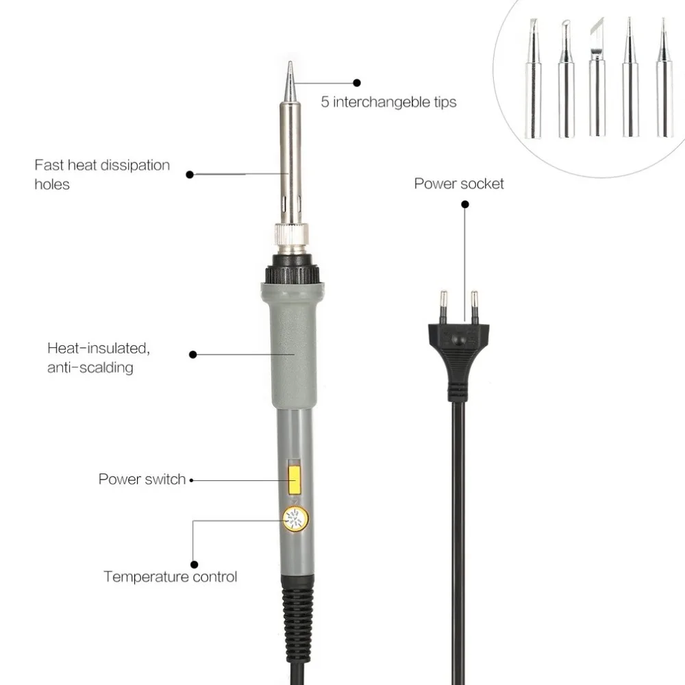Электрический паяльник Комплект переключатель питания регулировка температуры сварка ремонт инструменты паяльная станция тепловой паяльник набор инструментов