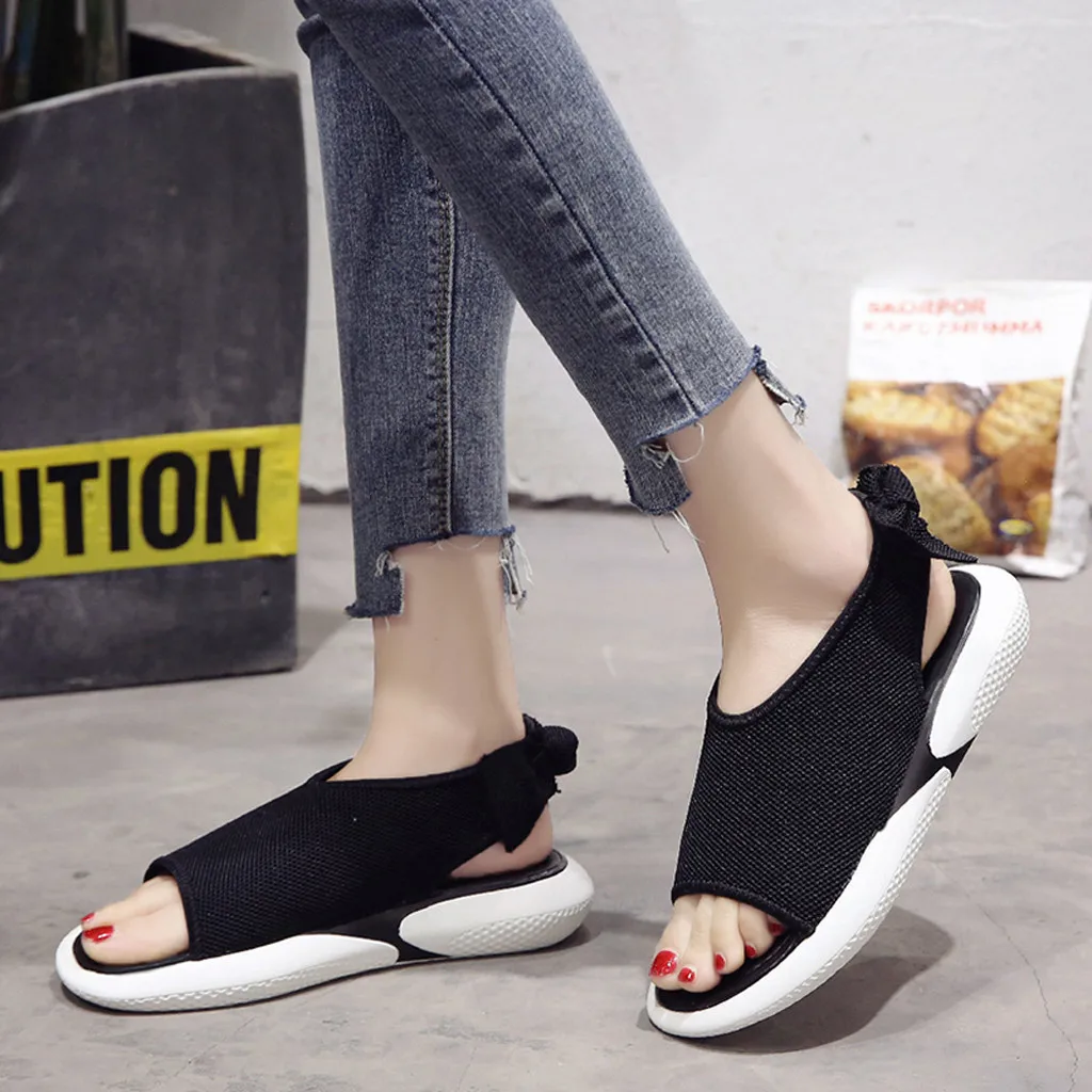 

Summer Women Flat Bottom Shoes Wild Thick Bottom Casual Fish Mouth Sport Sandals