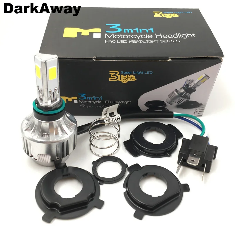 

Bright White Universal LED High Power Headlight Bulb H4 Plug & Play Fit Most Motorcycle Hi Lo LED H4 Dual Beam Bulb 24W 2500lm