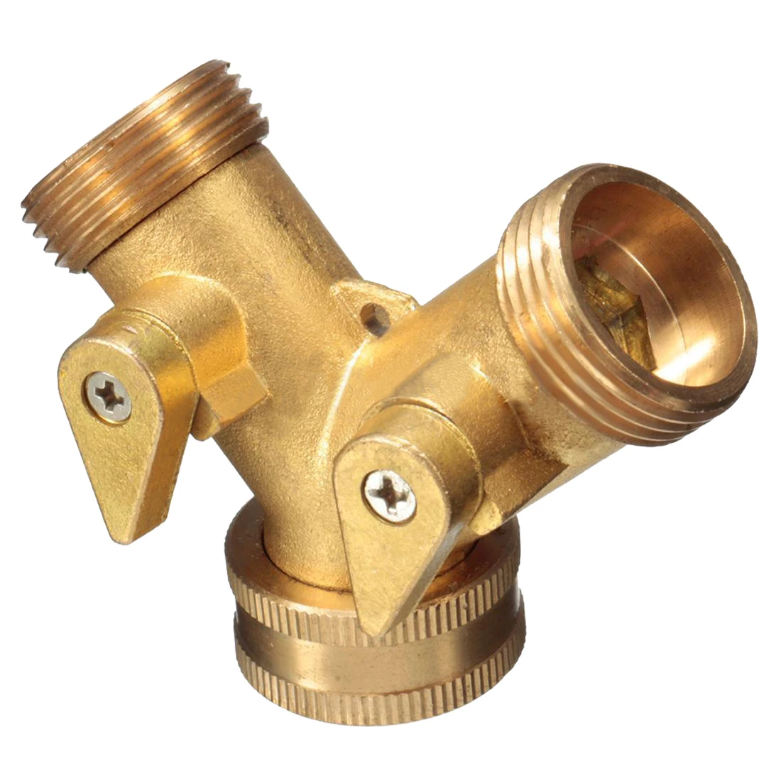 3/4" Solid Brass Double Two Way Garden Tap Connector Adaptor Hosepipe