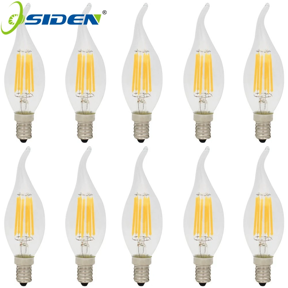Antique LED Bulb E14 Candelabra Base 2W 4W 6W COB LED Filament Flame
